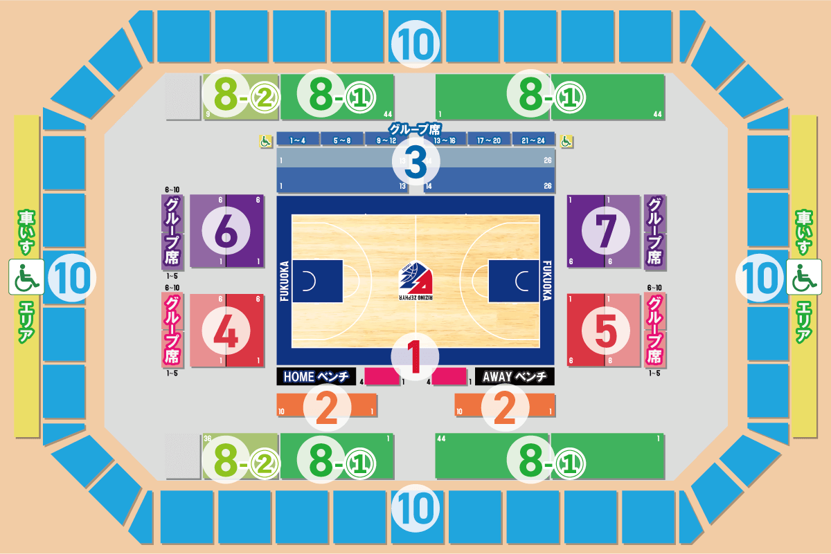 照葉積水ハウスアリーナ座席図