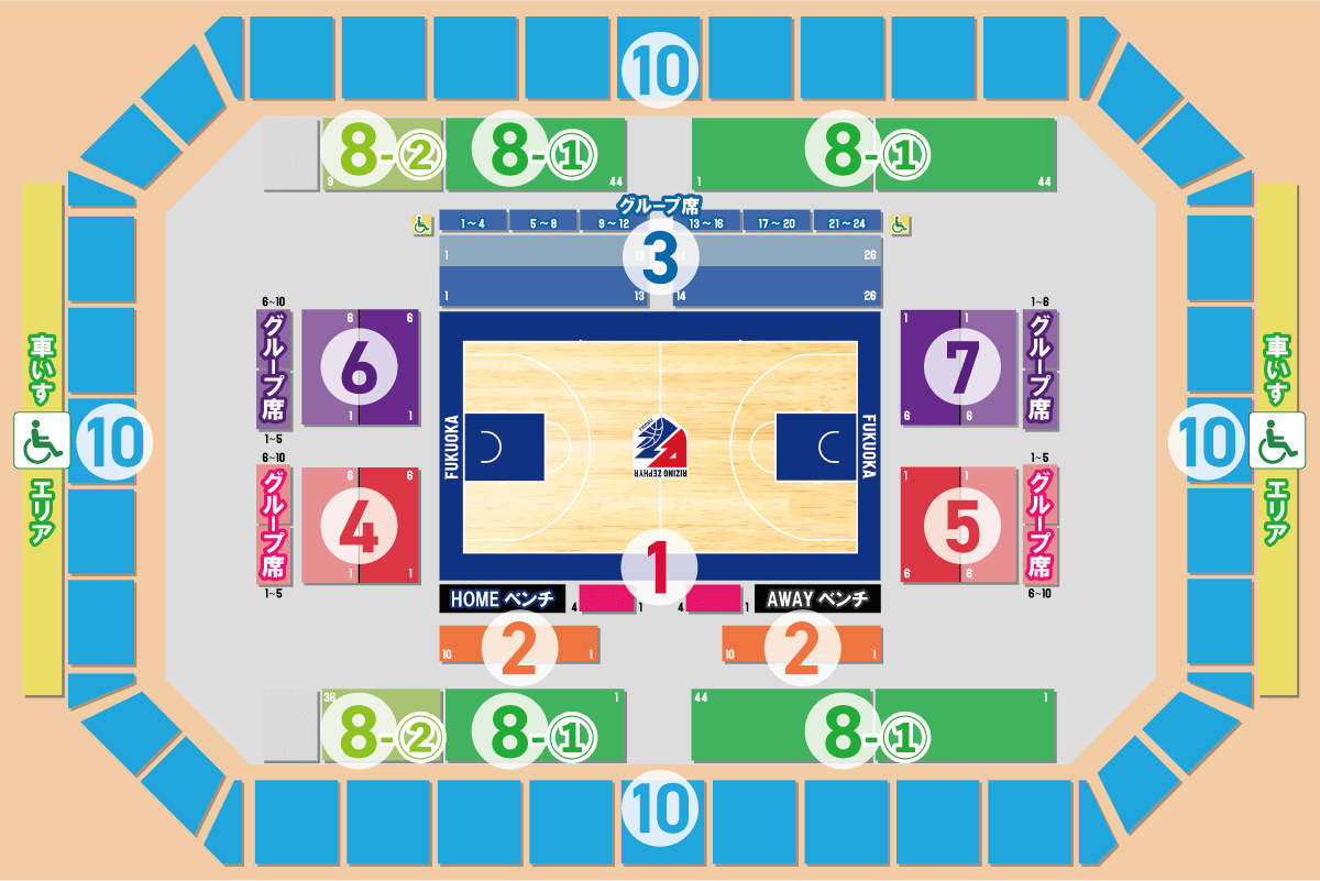 照葉積水ハウスアリーナ座席図